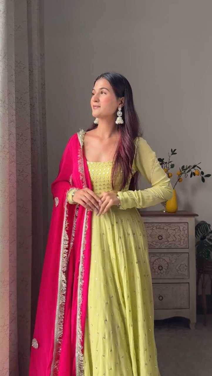 Faux Georgette Anarkali Gown Long Gown - MYLUXURY LANE ENTERPRISE